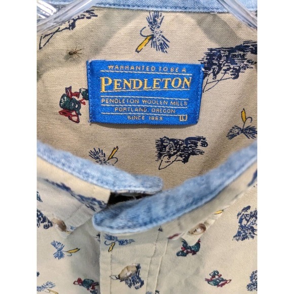 Pendleton Cotton Short Sleeved Shirt Men’s Size Large Fly Fishing - Picture 5 of 5